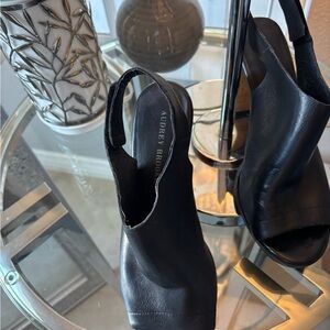 Audrey Brooke Black Peep-Toe Heels